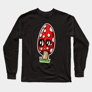 Magic Mushroom Smiling Character Long Sleeve T-Shirt